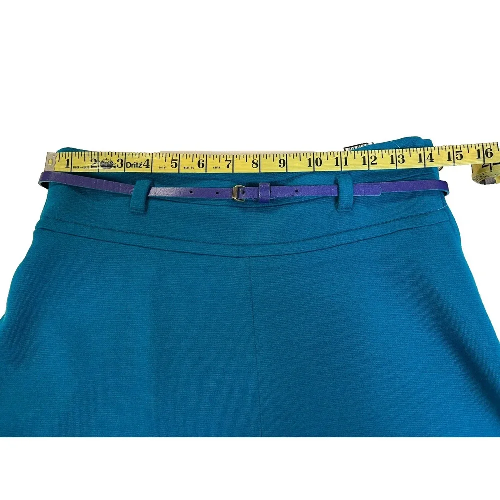 NEW M Missoni A-Line Belted Knee Skirt Teal Blue Wool Blend Lined Side Zip, 44/M
